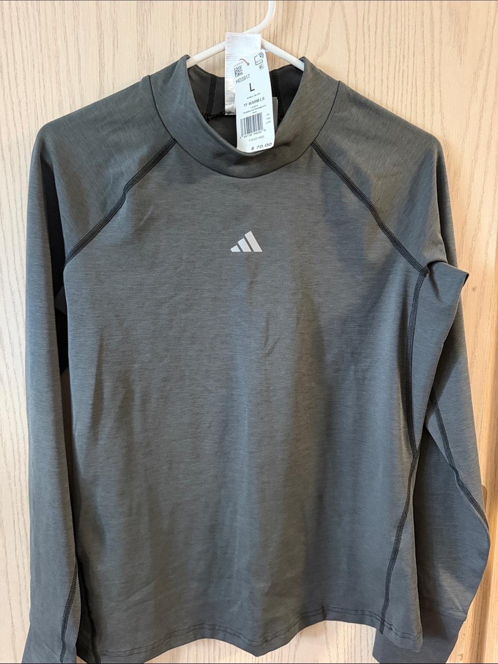 adidas Men’s Long-Sleeve Athletic Shirt in Charcoal Gray